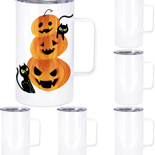 Sublimated Tumbler Coffee Cup Set with Handle and Straws