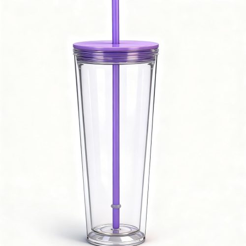 Double Wall Insulated Tumbler Coffee Cup with Straws and Customizable Finish