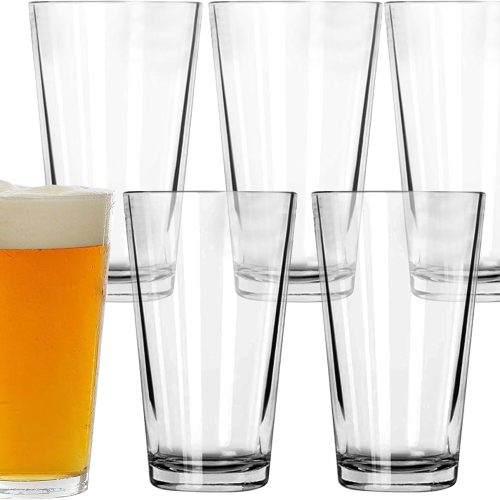 Thick Glass Beer Mug Glass Cup Set with Rolled Rim