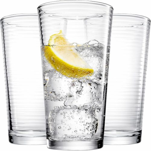 Large Capacity Ribbed Highball Glasses