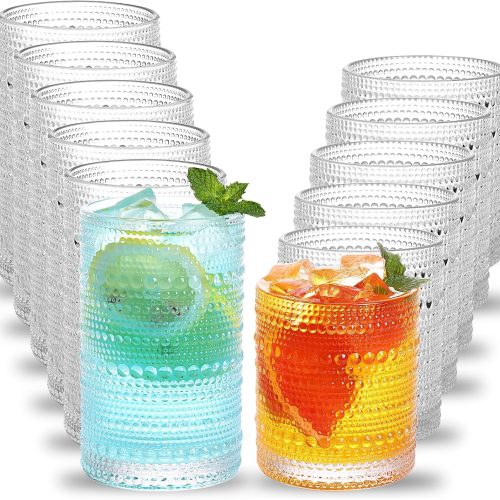 12 Piece Embossed Glass Tumbler Set