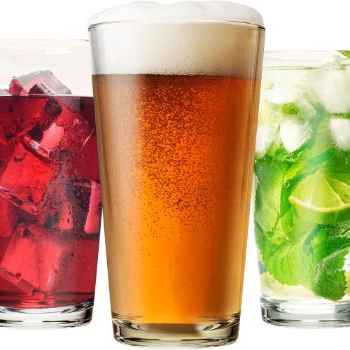 Classic Glassware Glass Cup Set with Hurricane and Rock Glasses